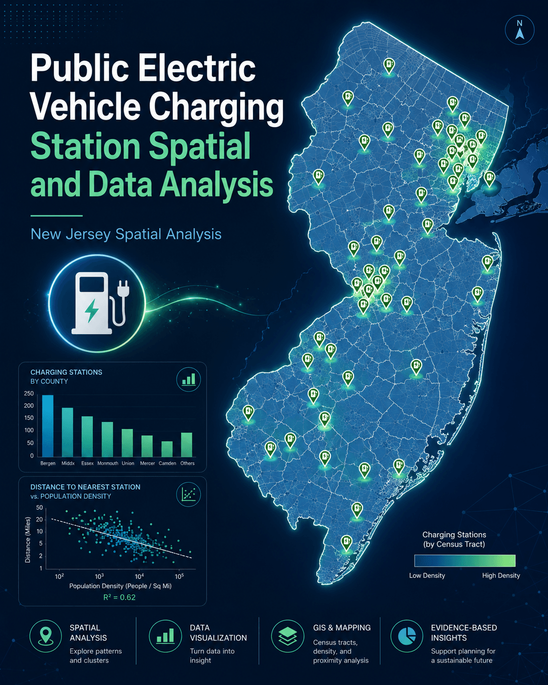 Public Electric Vehicle Charging Station Spatial and Data Analysis